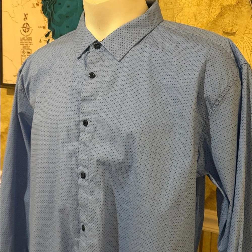 Perruzo Men's Blue Geometric design Button-Up Shirt. Dress or Casual. Size 3XL.